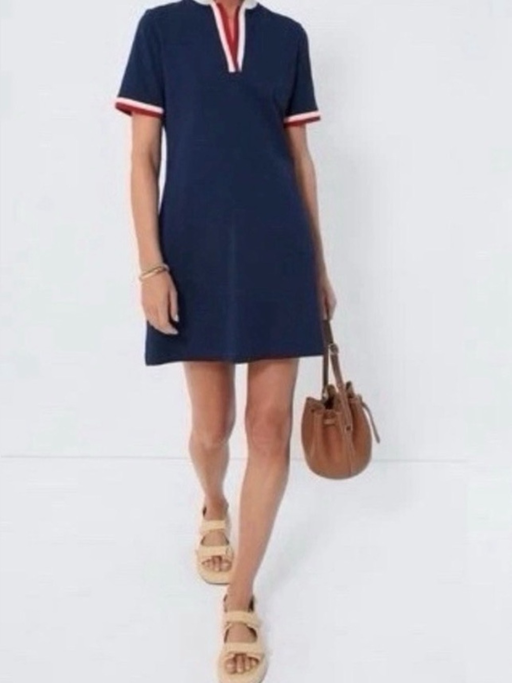 Tuckernuck Navy Polo Tennis Dress with Red and Cream Trim